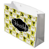 GOLD ICE SKATEN ANGEL CUSTOM CHRISTMAS GIFT BAG GROßE GESCHENKTÜTE (Rückseite Schrägansicht)