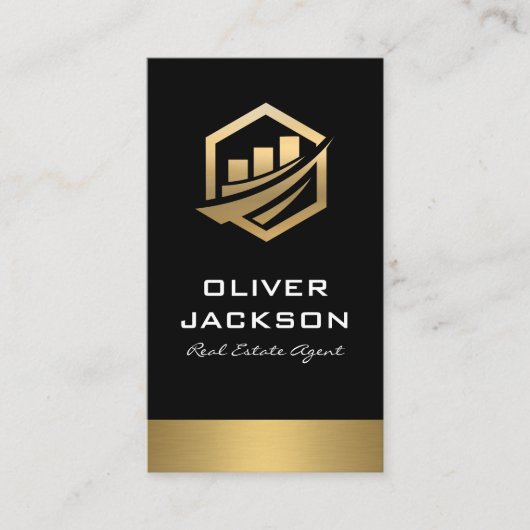 Gold Icon Real Anwesen Lux Gold Trimm Visitenkarte (Vorderseite)