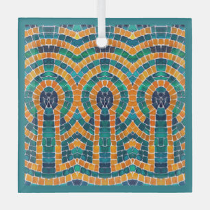 GOLD ICONS MOSAIC Glas Square Ornament