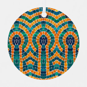 GOLD ICONS MOSAIC Metal Circle Ornament Aus Metall