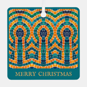 GOLD ICONS MOSAIC Metal Square Ornament + Text Aus Metall