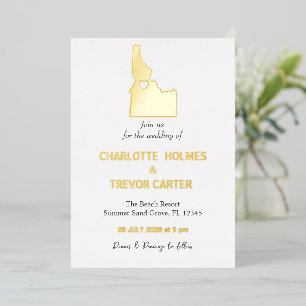 Gold Idaho Staat Map Wedding Gold Folieneinladung