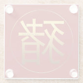 Gold Ideogram Pig Chinesisches Jahr Zodiac Geburts Glasuntersetzer (Rückseite)