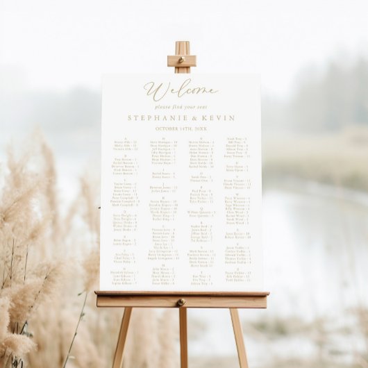 Gold Idyllic Stylish Alphabetisches Seating Chart Poster