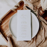 Gold Idyllic Stylish Calligraphy Dinner Menu Menükarte<br><div class="desc">Diese vergoldete,  idyllische Kalligraphie-Dinner-Karte eignet sich perfekt für eine rustikale Hochzeit. Das einfache und elegante Design zeichnet sich durch klassische und extravagante Schriftzeichen in Gold aus. Dieses Menü kann für Hochzeitsempfang,  Probe Dinner,  Brautparty oder jede Veranstaltung verwendet werden.</div>