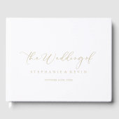 Gold Idyllic Stylish Calligraphy Wedding Gästebuch (Vorderseite)