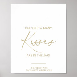 Gold Idyllic Wie viele Kisses Brautparty Game Poster