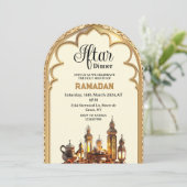 Gold Iftar Dinner Party Ramadan Kareem 2025 Einladung (Stehend Vorderseite)