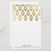 Gold Ikat | Personalisierte Stationierung Briefpapier (Vorne/Hinten)