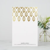 Gold Ikat | Personalisierte Stationierung Briefpapier (Stehend Vorderseite)