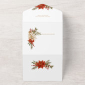 Gold Illuminated Joy Block Letters w/Poinsettias All In One Einladung (Außenbereich)