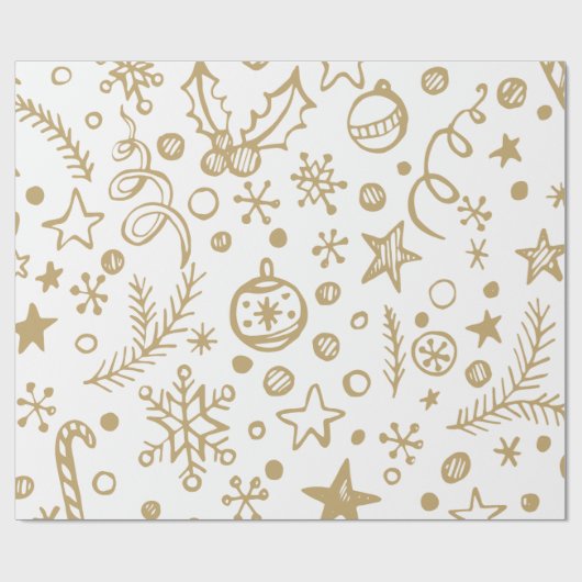 Gold Illustration Muster Weihnachten Geschenkpapier (Flach)