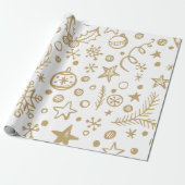 Gold Illustration Muster Weihnachten Geschenkpapier (Ungerollt)