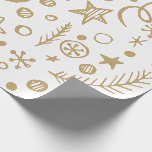 Gold Illustration Muster Weihnachten Geschenkpapier (Ecke)
