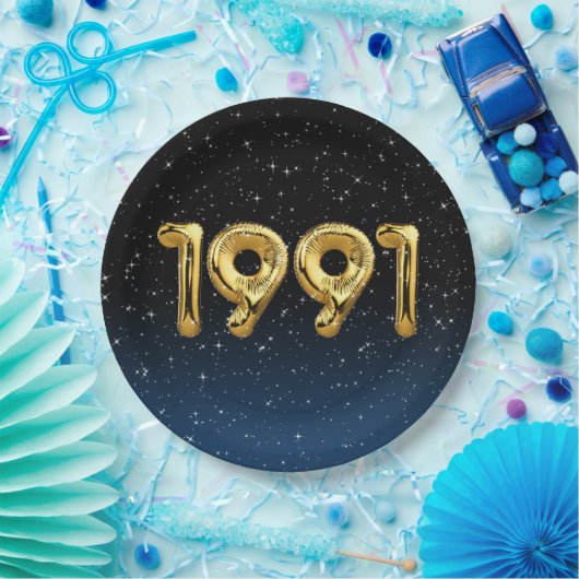 Gold im Jahr 1991 Ballons in der Stars-Papierplatt Pappteller (Party)