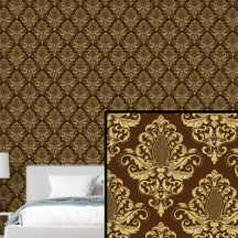 Gold im Rich Brown Classic Damask Muster