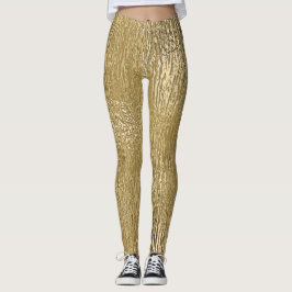 Gold-Imitat Metallische Shine Texturierte Leggings