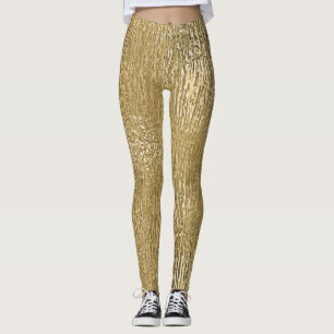 Gold-Imitat Metallische Shine Texturierte Leggings