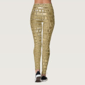 Gold Imitat Metallschimmer Brick Texturierte Leggi Leggings (Rückseite)