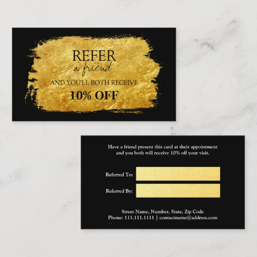 Gold-Imitat-Referenzkarte für Pinselspitzen Empfehlungskarte (Vorne/Hinten)