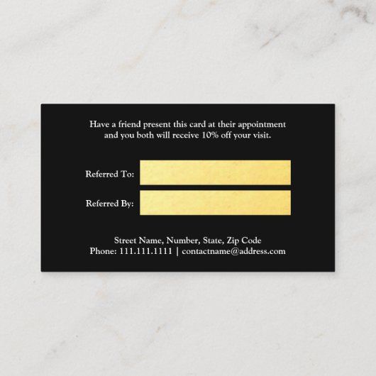 Gold-Imitat-Referenzkarte für Pinselspitzen Empfehlungskarte (Rückseite)