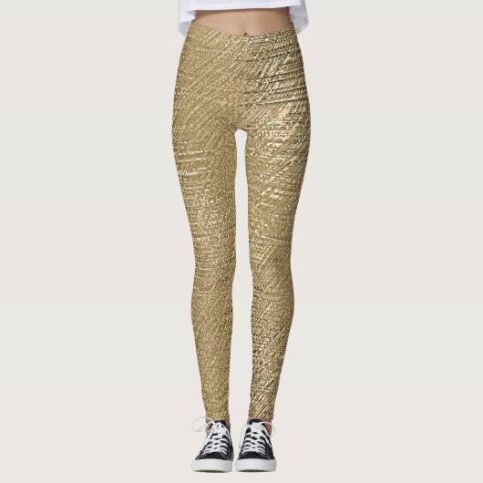 Gold-Imitat Schimmermatt-Leggings, texturiert Leggings (Vorderseite)