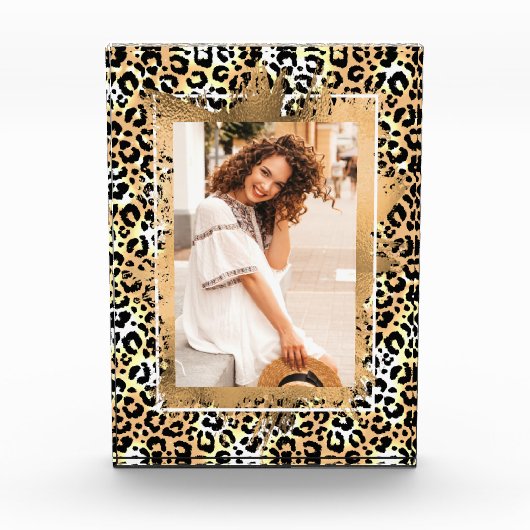 Gold Imitate auf Leopard Print Foto Block (Vorderseite)