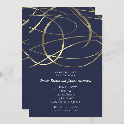 Gold-Imitate belegen jede Einladung zur Farbhochze (Vorne/Hinten)