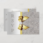 Gold Imitate Bow Silver Sequenzen Diamonds UAWG RSVP Karte (Vorne/Hinten)