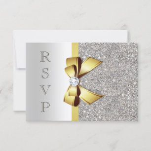 Gold Imitate Bow Silver Sequenzen Diamonds UAWG RSVP Karte
