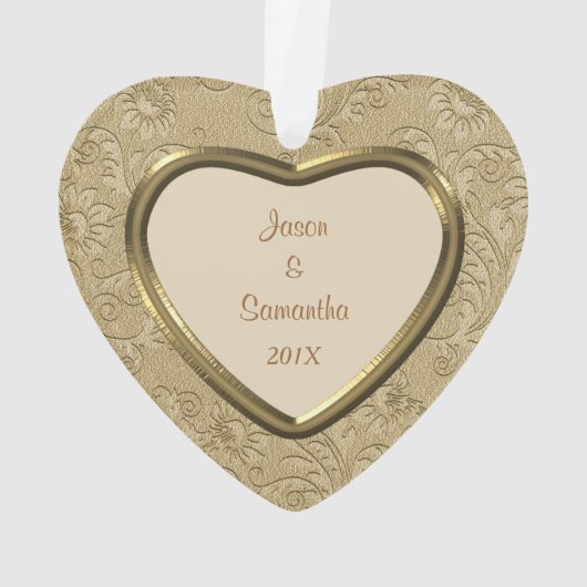 Gold Imitate Brocade Foto Template Ornament (Rückseite)