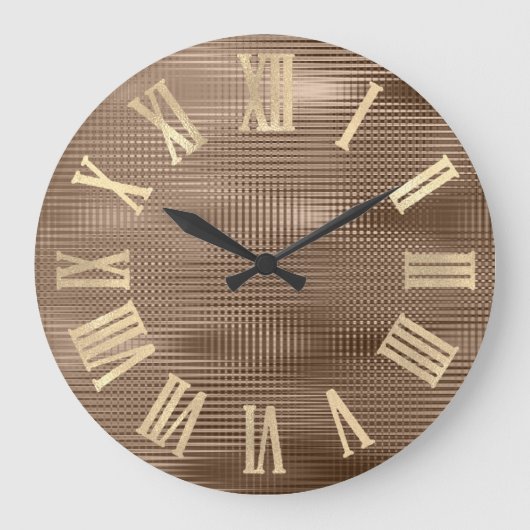 Gold Imitate Bronze Streifen Metallische römische Große Wanduhr (Vorderseite)