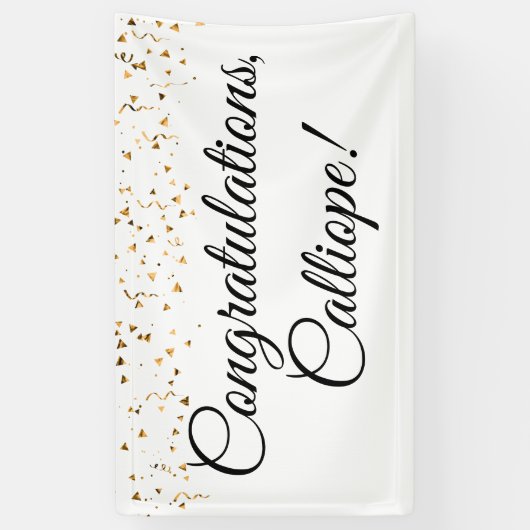 Gold Imitate Confetti Black and White Herzlichen G Banner (Vertikal)