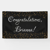Gold Imitate Confetti Black Herzlichen Glückwunsch Banner (Horizontal)