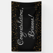 Gold Imitate Confetti Black Herzlichen Glückwunsch Banner (Vertikal)