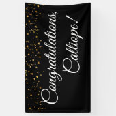 Gold Imitate Confetti White zu Black Gratulationen Banner (Vertikal)