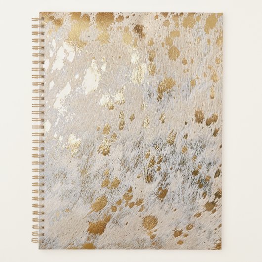 Gold Imitate Cowhide Print Metallic Cowgirl Wester Planer (Vorderseite)