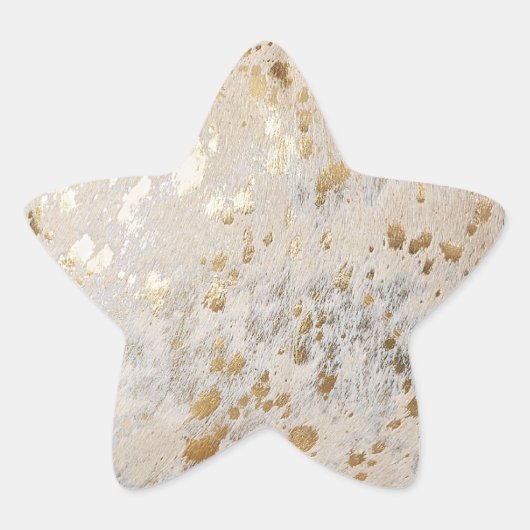 Gold Imitate Cowhide Print Metallic Cowgirl Wester Stern-Aufkleber (Vorderseite)