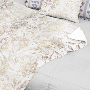 Gold Imitate Elegante handgezeichnete Florals Hoch Fleecedecke