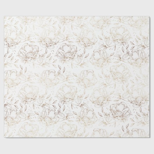 Gold Imitate Elegante handgezeichnete Florals Hoch Geschenkpapier (Flach)