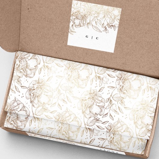 Gold Imitate Elegante handgezeichnete Florals Hoch Seidenpapier