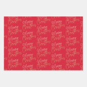 Gold Imitate Foil Frohe Weihnachten Rot Geschenkpapier Set (Vorderseite 3)