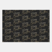 Gold Imitate Foil Frohe Weihnachten Schwarz Geschenkpapier Set (Vorderseite)