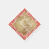 Gold Imitate Foil Happy Holidays Berry Serviette (Ecke)