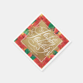 Gold Imitate Foil Happy Holidays Poinsettia Serviette (Ecke)