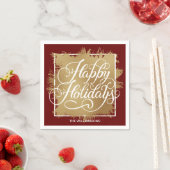 Gold Imitate Foil Happy Holidays Red Serviette (Beispiel)