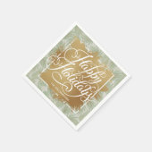 Gold Imitate Foil Happy Holidays Sage Palms Serviette (Ecke)