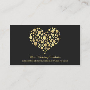 Gold Imitate Foil Heart Wedding Website Card Begleitkarte