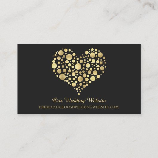 Gold Imitate Foil Heart Wedding Website Card Begleitkarte (Vorderseite)