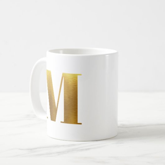 Gold Imitate Foil Monogram m Kaffeetasse (Vorderseite Links)